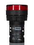 RS PRO, Panel Mount Red LED Pilot Light, 22mm Cutout, IP65, Round, 230V ac