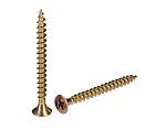 RS PRO Pozidriv Countersunk Steel Wood Screw, Yellow Passivated, Zinc Plated, 5mm Thread, 2.17in Length, 55mm Length