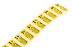 RS PRO Yellow Paper ESD Label, Attention-Text 25 mm x 10mm