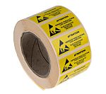 RS PRO Yellow Paper ESD Label, Attention-Text 38 mm x 16mm