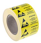 Etiqueta ESD RS PRO, autoadhesiva de Papel, Amarillo