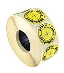 RS PRO Yellow Vinyl ESD Label, Earth Ground Point-Text 36mm