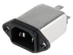 RS PRO 3A, 250 V ac Male Panel Mount IEC Filter , Faston None Fuse