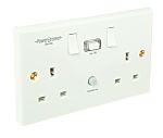 Powerbreaker PowerBreaker H 13A, BS Fixing, Passive, 2 Gang RCD Socket, Polycarbonate, Surface Mount , Switched, 230 V