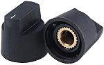 RS PRO 21mm Black Potentiometer Knob for 6.4mm Shaft