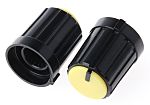RS PRO 13.3mm Black Potentiometer Knob for 6mm Shaft Splined
