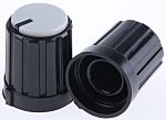 RS PRO 13.3mm Black Potentiometer Knob for 6mm Shaft Splined