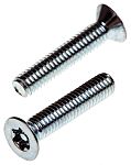 RS PRO Bright Zinc Plated Flat Steel Tamper Proof Security Screw, M4 x 20mm