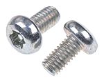 RS PRO Bright Zinc Plated Pan Steel Tamper Proof Security Screw, M3 x 6mm