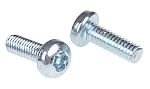 RS PRO Bright Zinc Plated Pan Steel Tamper Proof Security Screw, M4 x 12mm