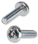 RS PRO Bright Zinc Plated Pan Steel Tamper Proof Security Screw, M6 x 20mm