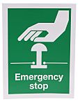 RS PRO Vinyl Green/White Safe Conditions Sign, Emergency Stop, English