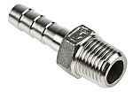 RS PRO Stainless Steel Pipe Fitting, Straight Hexagon Hose Nipple, Male R 1/4in x Male