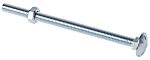 Bright Zinc Plated Steel Coach Bolt, M6 x 100mm