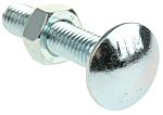 Bright Zinc Plated Steel Coach Bolt, M8 x 40mm