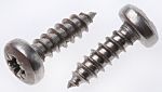 RS PRO Plain Stainless Steel Pan Head Self Tapping Screw, N°4 x 3/8in Long 9.5mm Long