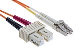 RS PRO LC to SC Duplex Multi Mode OM1 Fibre Optic Cable, 62.5/125μm, Orange, 2m