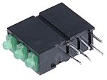 PCB LED indikátor barva Zelená Pravý úhel Průchozí otvor 3 LED 38 ° 2,5 V Dialight