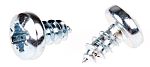 RS PRO Bright Zinc Plated Steel Pan Head Self Tapping Screw, N°6 x 1/4in Long 6.5mm Long