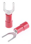 RS PRO Insulated Crimp Spade Connector, 0.5mm² to 1.5mm², 22AWG to 16AWG, M5 Stud Size Vinyl, Red