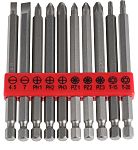 Juego de puntas de atornillar RS PRO de 10 piezas, puntas Phillips, Pozidriv, Ranurado, Torx