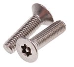 RS PRO Plain Countersunk Stainless Steel Tamper Proof Security Screw, M3 x 12mm