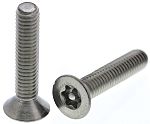 RS PRO Plain Flat Stainless Steel Tamper Proof Security Screw, M4 x 20mm