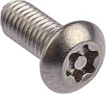 RS PRO Plain Button Stainless Steel Tamper Proof Security Screw, M5 x 12mm