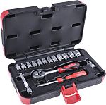 RS PRO 16-Piece Metric 1/4 in Standard Socket Set with Ratchet, 6 point