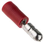 RS PRO Insulated Male Crimp Bullet Connector, 0.5mm² to 1.5mm², 22AWG to 16AWG, 4mm Bullet diameter, Red