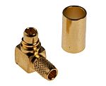 RS PRO, Plug Cable Mount MMCX Connector, 50Ω, Crimp, Solder Termination, Right Angle Body