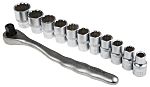 RS PRO 12-Piece Metric 1/2 in Standard Socket Set with Ratchet, 12 point
