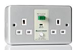 RS PRO 13A, BS Fixing, Passive, 2 Gang RCD Socket, Surface Mount, 230 V ac, Grey
