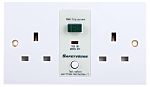 RS PRO 13A, BS Fixing, Passive, 2 Gang RCD Socket, Flush Mount , Switched, 230 V ac, White