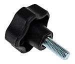 RS PRO Black Multiple Lobes Clamping Knob, M8, Threaded Stud