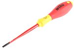 Wiha Slotted Insulated Screwdriver, 4 mm Tip, 100 mm Blade, VDE/1000V, 211 mm Overall