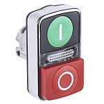 Schneider Electric Harmony XB4 Series Green, Red Illuminated Spring Return Push Button Head, 22mm Cutout, IP66, IP69K