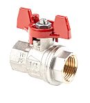 RS PRO Brass Full Bore, 2 Way, Ball Valve, Threaded, BSPP 1/2in, 40 → 30bar Operating Pressure