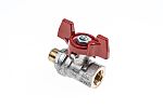 RS PRO Brass Full Bore, 2 Way, Ball Valve, BSPP 1/4in, 40 → 30bar Operating Pressure