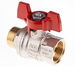 RS PRO Brass Full Bore, 2 Way, Ball Valve, Threaded, BSPP 3/4in, 40 → 30bar Operating Pressure