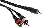 RS PRO Male 3.5mm Stereo Jack to Male RCA x 2 Aux Cable, Black, 5m