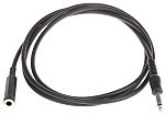 RS PRO Male 6.35mm Stereo Jack to Female 6.35mm Stereo Jack Aux Cable, Black, 2m