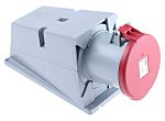 Amphenol Industrial, Tough & Safe IP44 Red Wall Mount 3P + N + E Right Angle Industrial Power Socket, Rated At 63A, 415