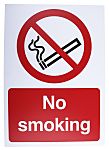 Señal de prohibición con pictograma: Prohibido Fumar, texto en Inglés "No Smoking" , 210mm x 297 mm