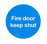 Señal de protección contra incendios con pictograma: Seguridad Antiincendios, texto en Inglés : Fire door keep shut,