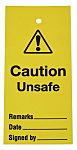 Visačka 'Caution Unsafe',110×50mm