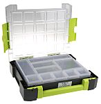 RS PRO 10 Cell Transparent, Grey, Green PP, Adjustable Compartment Box, 325mm x 275mm x 70mm