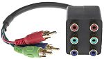 RS PRO Male RCA x 3 to Female RCA x 6 Aux Cable, Blue, Green, Red, 12in