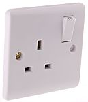 RS PRO White 1 Gang Plug Socket, 1 Pole, 13A, Type G - British, Indoor Use