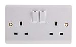 Switched socket 13A 2 gang SP white